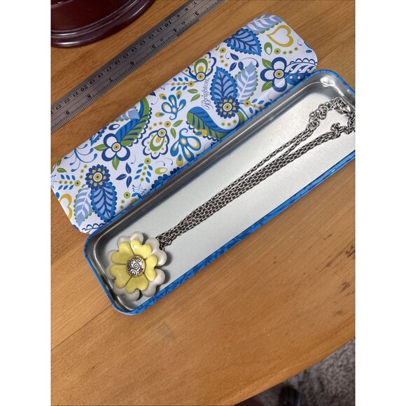 Brighton Corsage Daisy Flower Necklace Silver Tone Double Chain Extender 17-19" - Picture 10 of 12